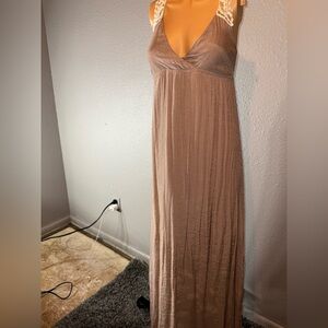 Forever 21 Brown Maxi Dress with Lace Straps